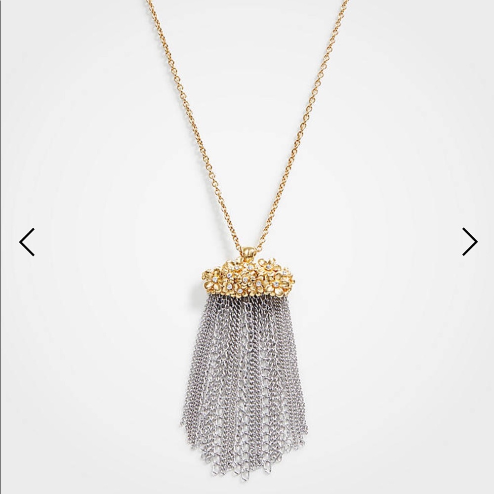 Ann Taylor floral tassel pendant necklace - Picture 1 of 9